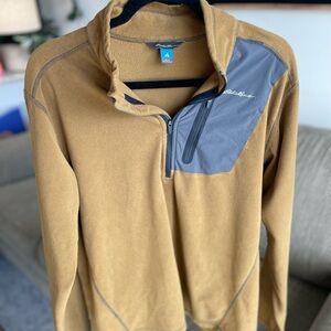 Eddie Bauer Tan and Gray Fleece Pullover